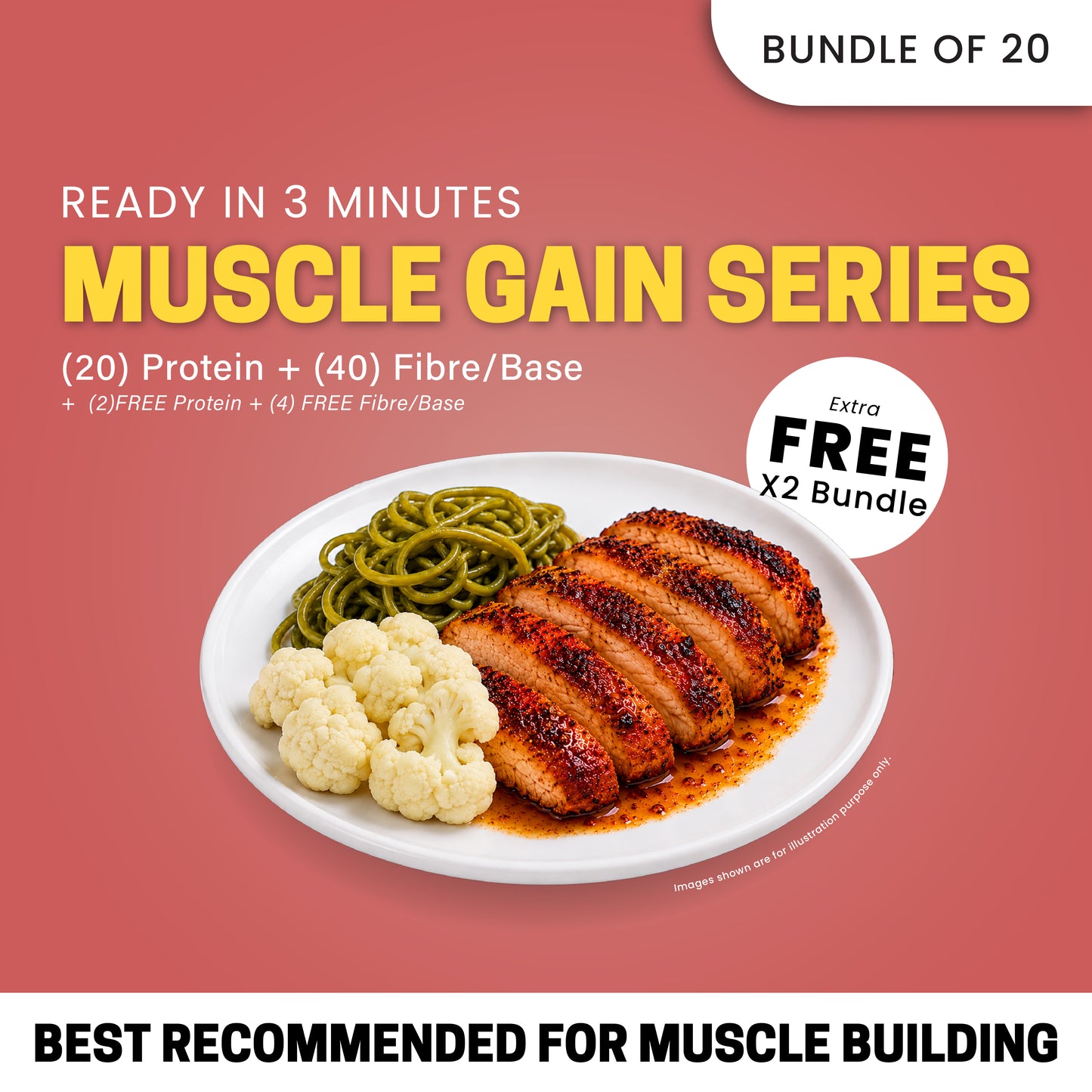 Muscle Gain 20 bundles Free 2 Meal (RM17.90 Per Meal)
